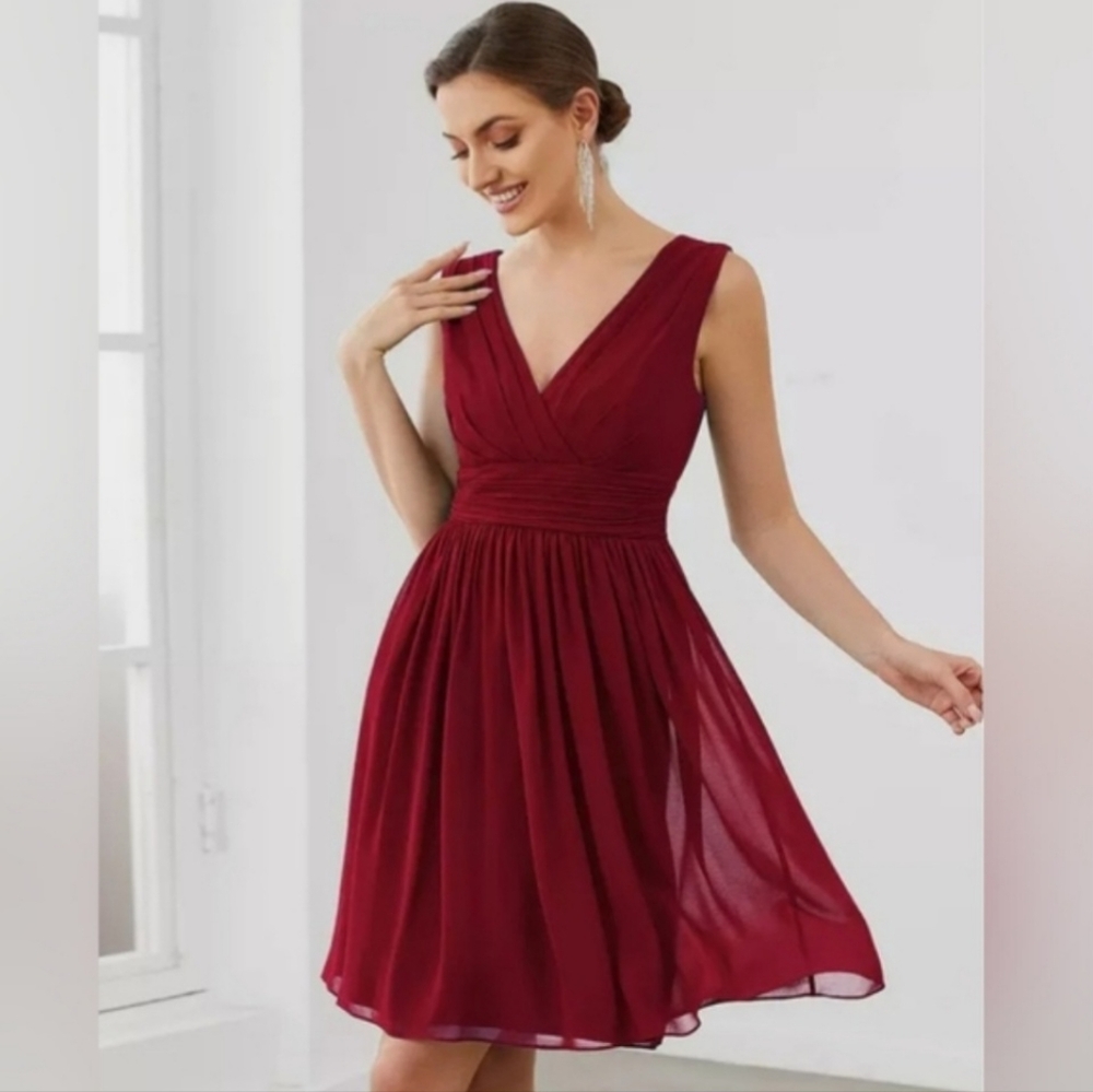 Ever Pretty V-Neck, Short Bridesmaid Dress